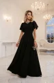 694-1 MIRELLA Elegancka rozkloszowana sukienka maxi z cekinowymi rękawkami - czarna-14 12107 