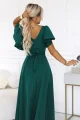 694-5 MIRELLA Rozkloszowana sukienka maxi z krótkim rękawkiem - butelkowa zieleń-6 12109 
