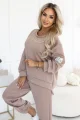 689-1 Komplet dresowy damski z bluzą oversize i spodniami z wiązaniem - cappuccino-3 12116 