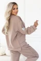 689-1 Komplet dresowy damski z bluzą oversize i spodniami z wiązaniem - cappuccino-7 12116 