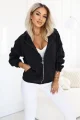 691-1 Rozpinana bluza damska z kapturem i ozdobnym zamkiem - czarna-3 12117 