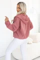 691-2 Rozpinana bluza damska z kapturem i ozdobnym zamkiem - ciemny róż-3 12118 