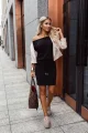 13-171 Sportowa sukienka midi z kieszonkami i wiązaniem w pasie - czarna-5 12134 
