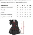 699-1 NELIA Trapezowa sukienka z różą i transparentnymi rękawami - granatowa-9 12142 