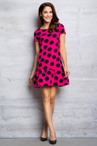 Sukienka Mini w Grochy Różowa M066