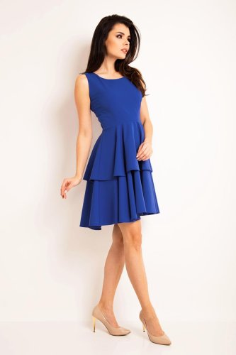 Sukienka z Podwójną Falbaną Niebieska AW163 