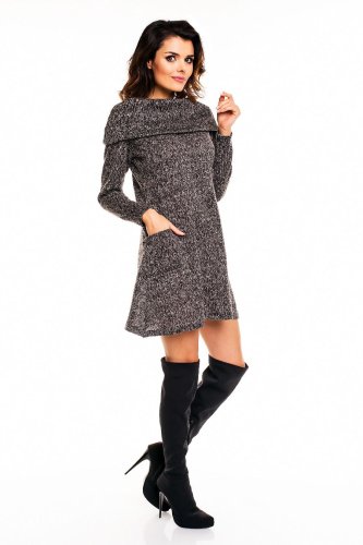 Sukienka Sweterkowa Grafitowa A134