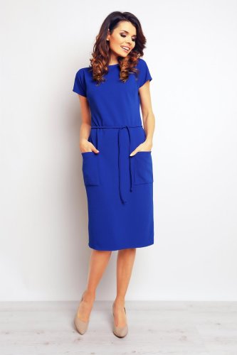 Sukienka z Wiązaniem Niebieska M85