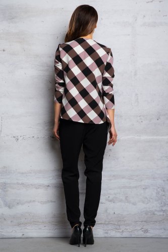 Żakiet w Kratę Brąz M067