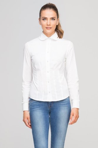 Koszula z Okrągłym Kołnierzykiem Ecru LK105