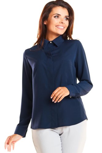 Elegancka Koszula Damska Granatowa AW248  