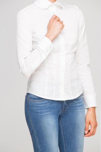 Koszula z Okrągłym Kołnierzykiem Ecru LK105