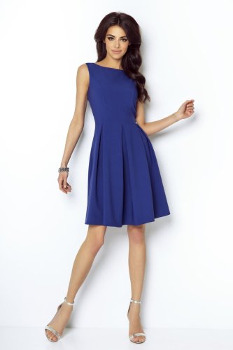 Sukienka Rozkloszowana w Kontrafałdy Chabrowy 215