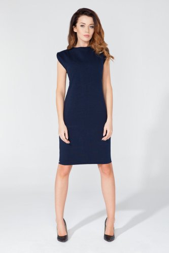 Sukienka z Wiązanym Dekoltem Granatowa T108