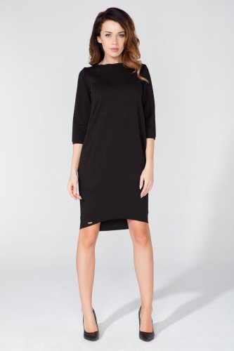 Sukienka Dzienna z Kieszeniami Czarna T105