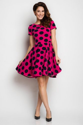 Sukienka w Groszki Różowa A103