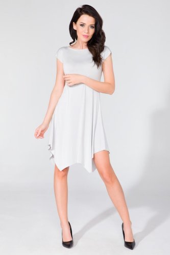 Sukienka Asymetryczna Jasnoszara T137