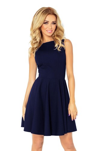 Sukienka Klasyczna Rozkloszowana Granatowa NU125-21