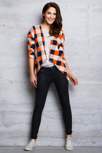 Żakiet w Kratę Pomarańcz M067