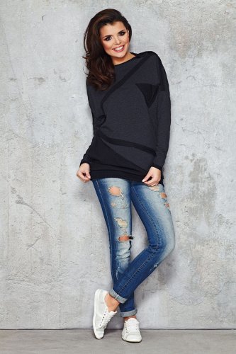 Bluza z Wstawkami Grafitowa M072