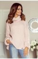 sweter, długi, różowy, damski, golfem, sklep, besima, online, 115-01