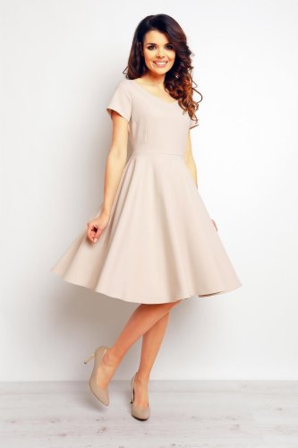 Sukienka Rozkloszowana Beżowa IN91