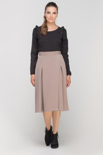 Spódnica z Zakładką Beżowa LSP116 