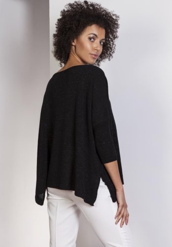 Dzianinowy Oversize'owy Sweter Czarny LSWE114