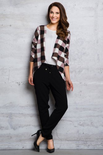 Żakiet w Kratę Brąz M067