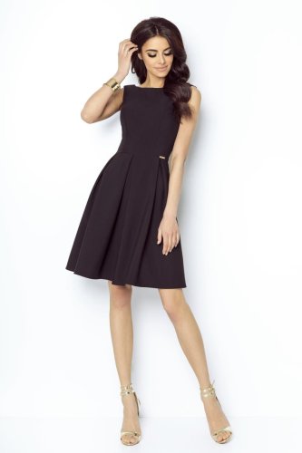 Sukienka Rozkloszowana w Kontrafałdy Czarna 215