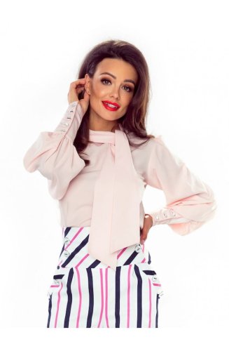 Elegancka Bluzka z Kokardą Różowa BE92-09