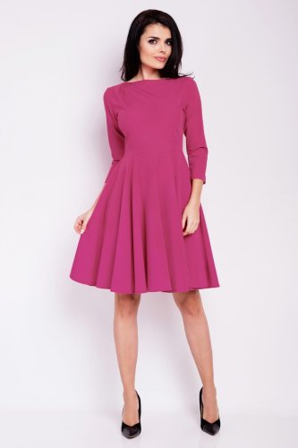 Sukienka Rozkloszowana Midi Różowa IN116 