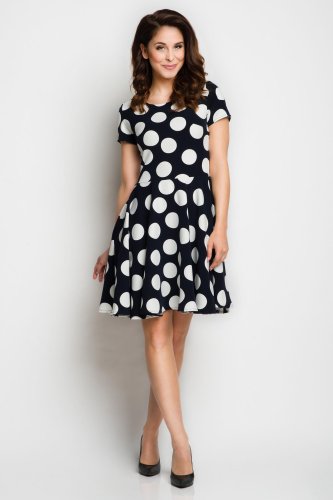 Sukienka w Groszki Ciemny Granat A103