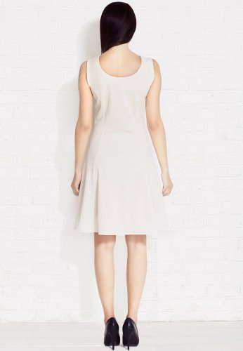 Sukienka Rozkloszowana Beżowa M007