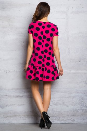 Sukienka Mini w Grochy Różowa M066