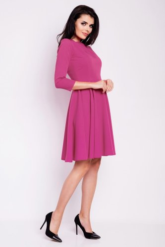 Sukienka Rozkloszowana Midi Różowa IN116 