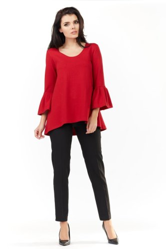 Bluzka z Rozkloszowanymi Rękawami Czerwona IN156