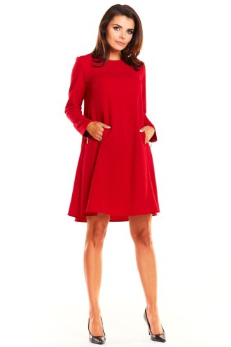 Trapezowa Sukienka Czerwona AW247 