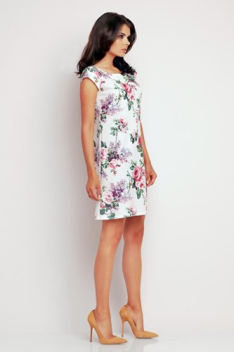 Sukienka Trapezowa Wzór Róże A146