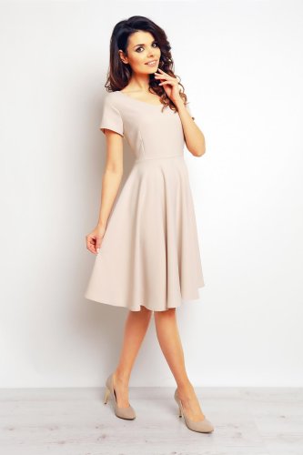 Sukienka Rozkloszowana Beżowa IN91