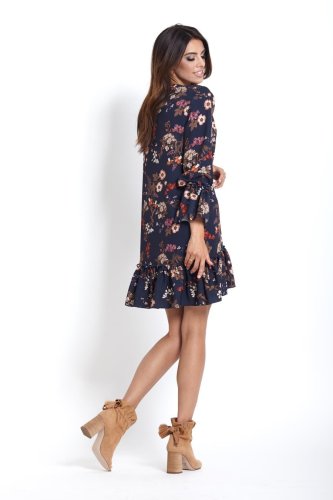 Sukienka z Falbankami i Paskiem Kwiaty 223 