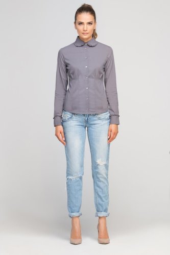 Koszula z Okrągłym Kołnierzykiem Szara LK105