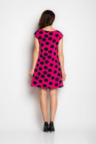 Sukienka Trapezowa w Groszki Różowa A99