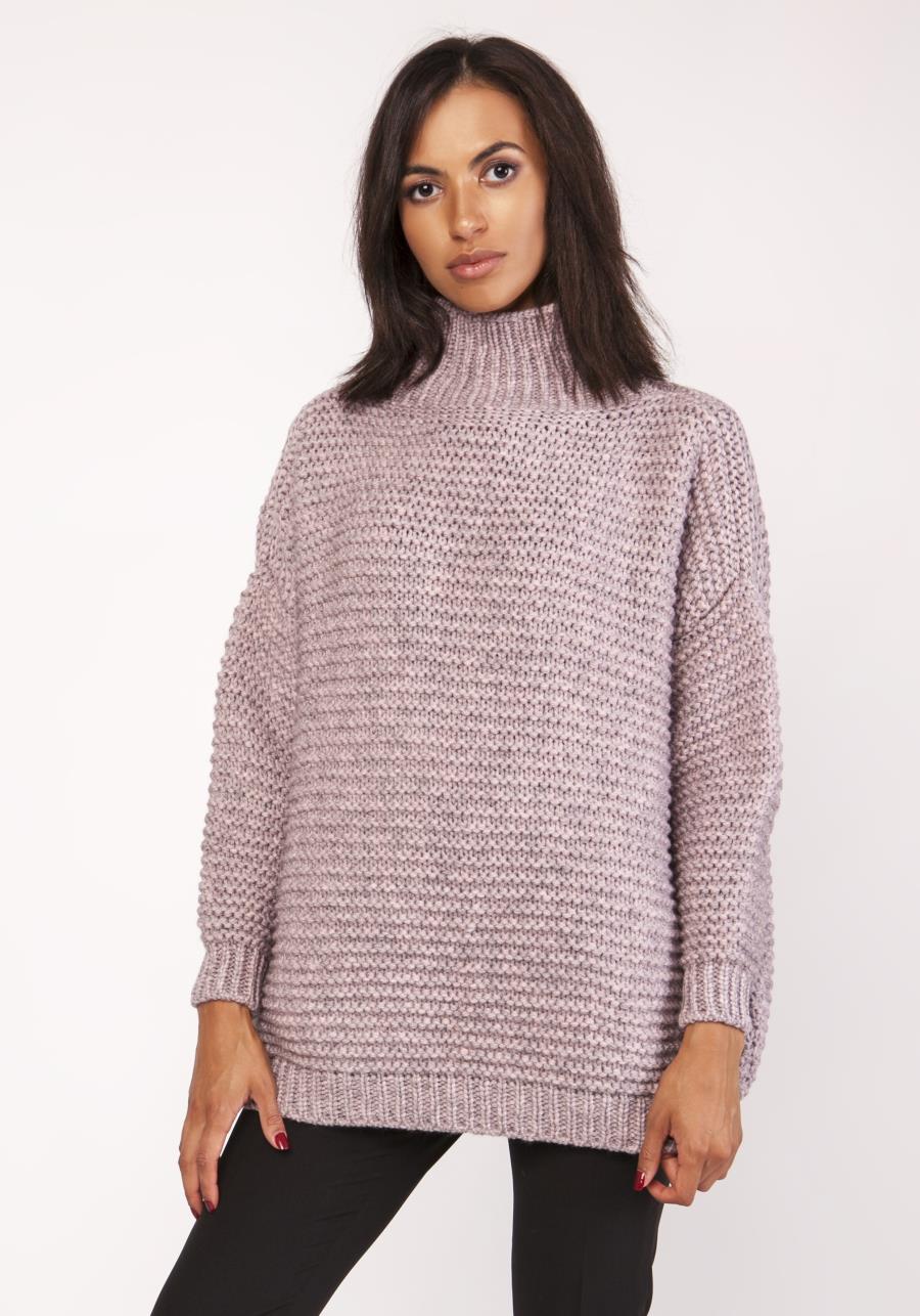 sweter, golf, róż, ciepły, zima, jesień, lswe116, sklep, online