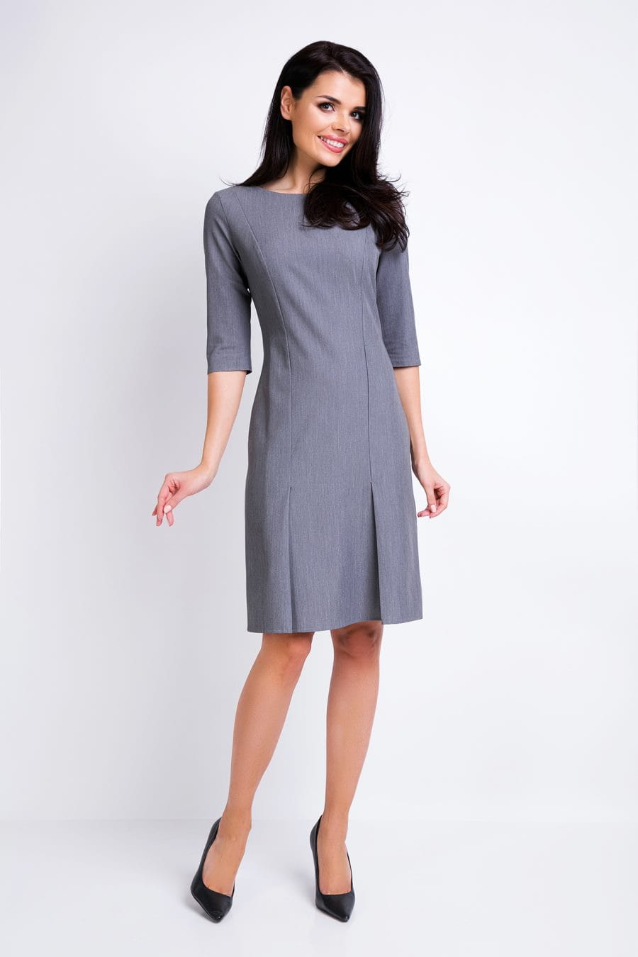 sukienki, biznesowe, szare, modne, eleganckie, sklep, online, 