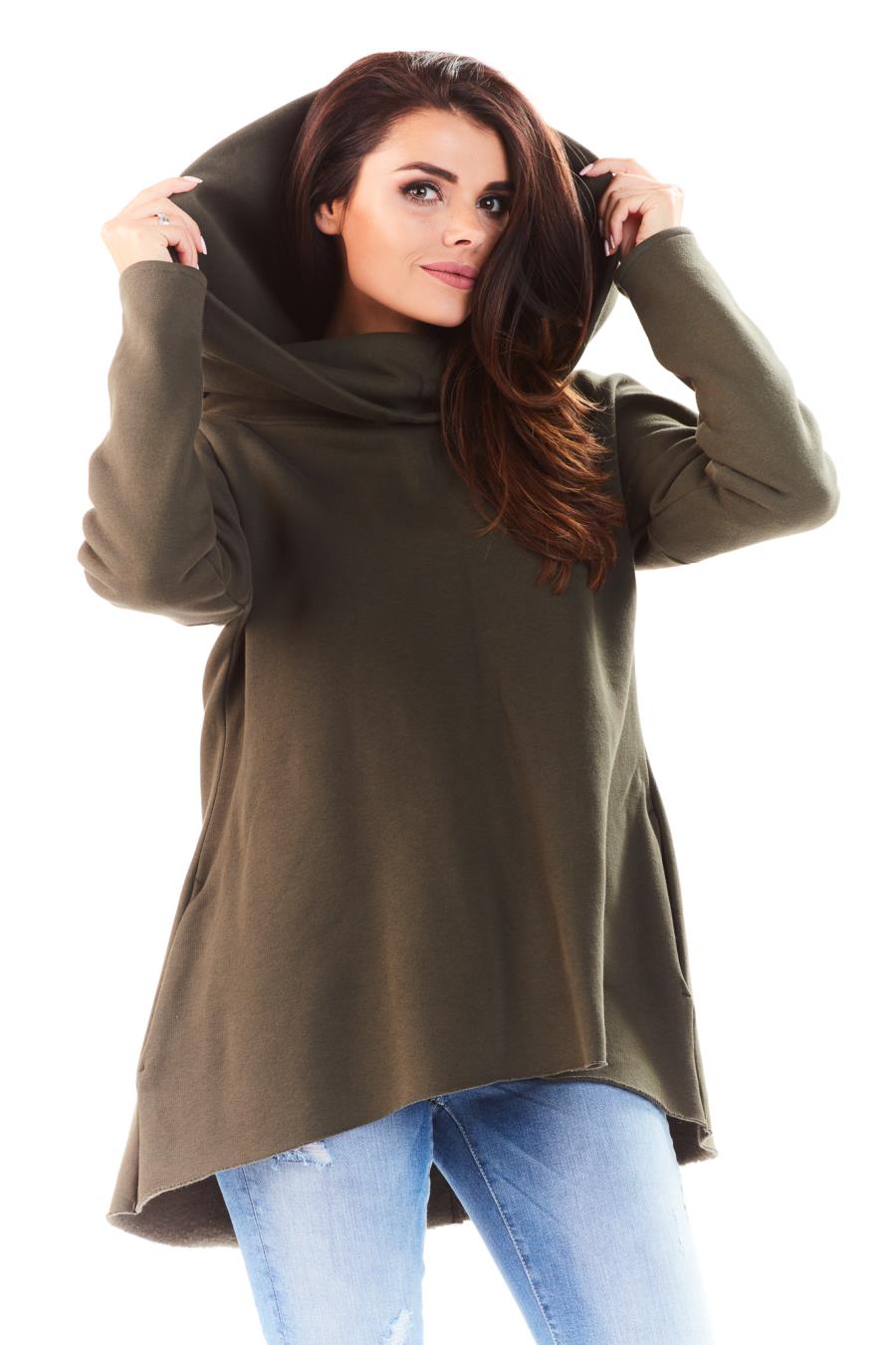 bluza, damska, khaki, kapturem, jesień, wiosna, sklep, online