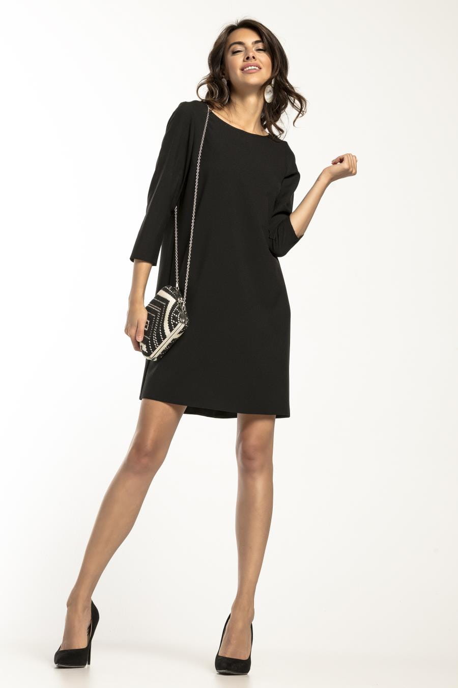 sukienka, czarna, trapezowa, Dress,  T283, tessita, sklep, online