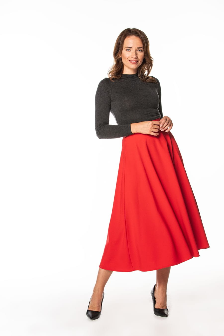 Skirt - T361-spódnica-malina-rozkloszowana-rozcieciem-polska.jpg