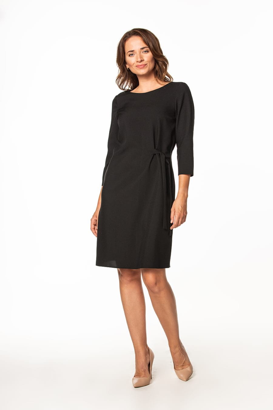 Dress - T363-sukienka-czarna-wiazaniem-prosta-polska-dzienna.jpg