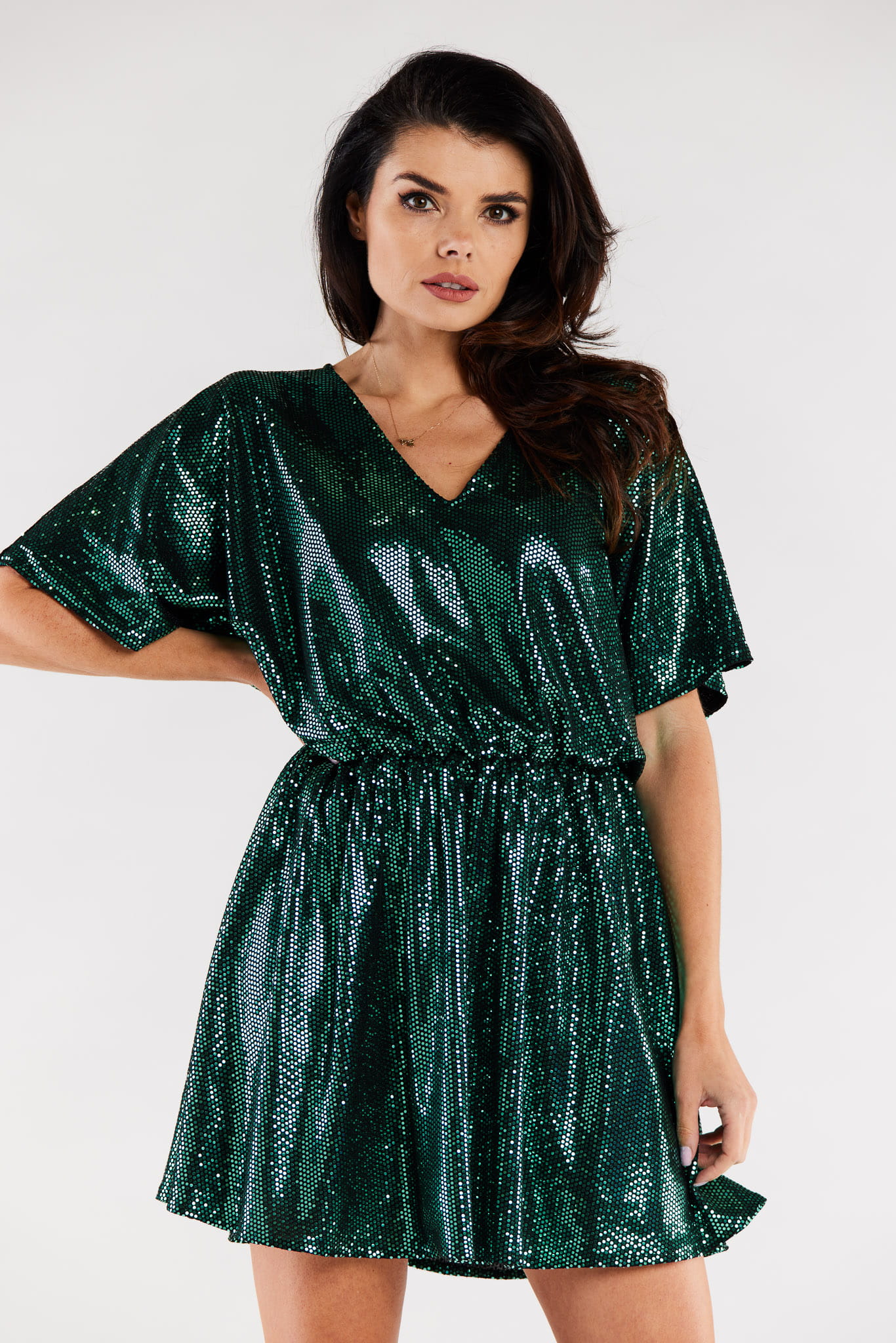 Sukienka A561 green dots-1 8788  | 12481-Green dots-ONE-SIZE